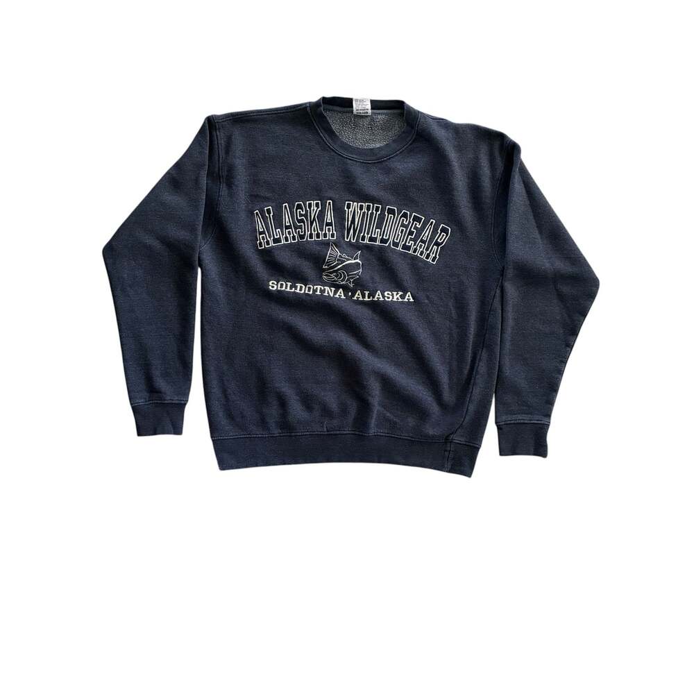 Crazy Apparel Wildgear Soldotna Alaska Navy Blue Graphic Crewneck Sweatshirt